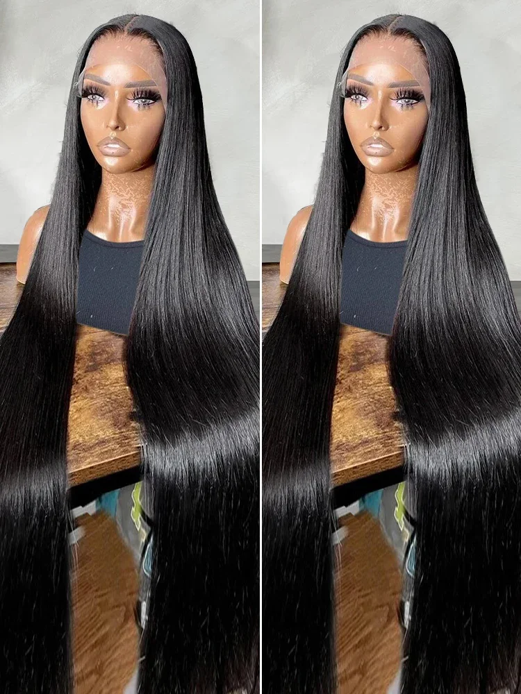 Smooth Straight Wigs Human Hair Nature Black 13x6 13x4 HD Lace Frontal Wigs 4x4 Transparent Lace Closure Wig 100% Human Hair