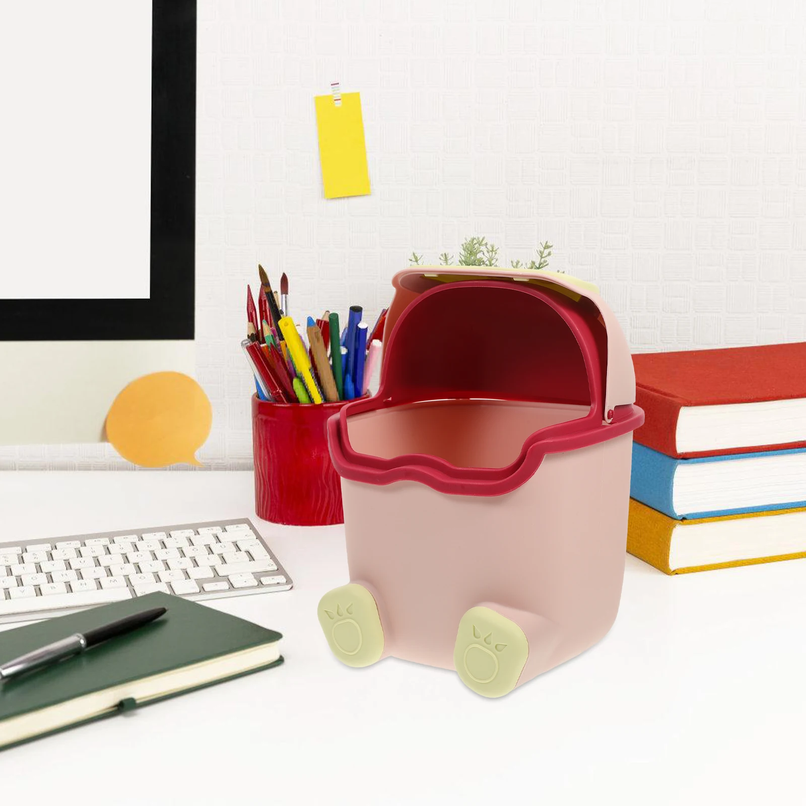 

Trash Can with Lid Cute Mini Bins Small for Bedroom Desktop Tabletop Little Tiny Garbage Wastebasket