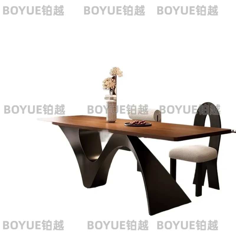 for Modern Retro Solid Wood Rectangular Dining Table Set Designer Style Light Luxury Workbench Long Table Household Furniture