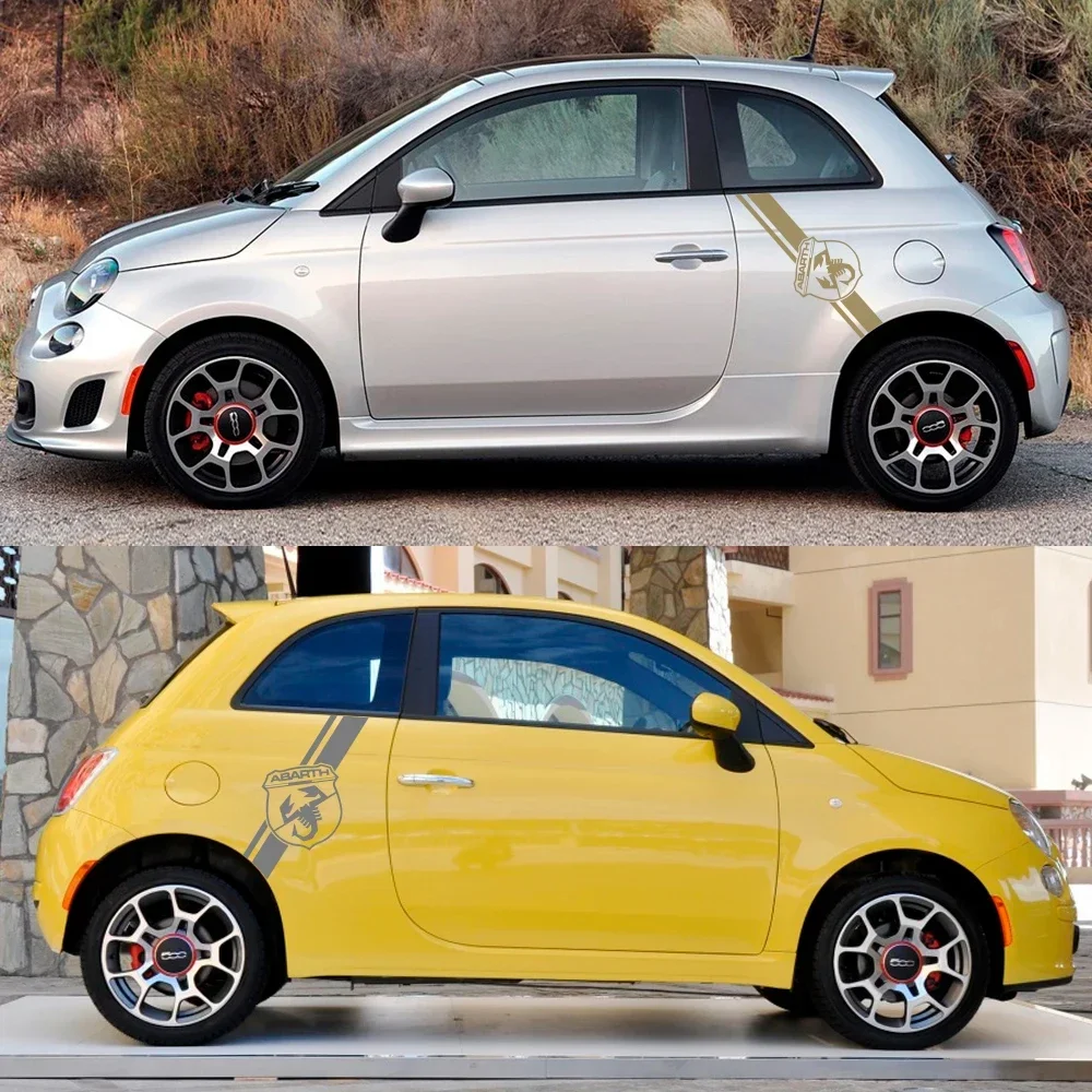 Sport Stripe DIY Car Side Vinyl Film Stickers Exterior Decor Decals Compatible With Fiat 500 Grande Punto Ducato Panda Tipo Abar