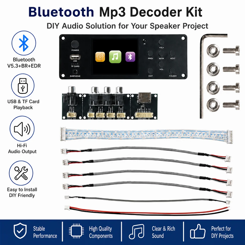 28インチtftアンプ付きbtロスレスオーディオプレーヤー、dc-5-12v-mp3デコーダーボード、カーオーディオusb-tf-fmラジオモジュール、ipsカラースクリーン