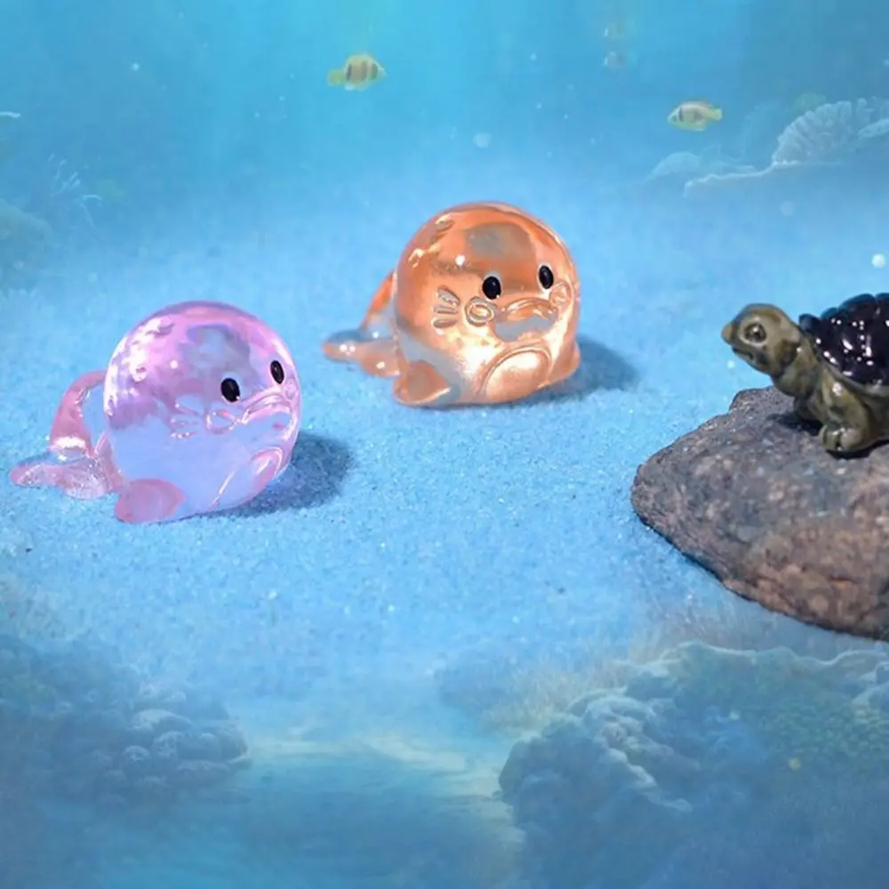 Cute Resin Craft Sea Lion Ornaments Cartoon Micro Landscape Mini Sea Lion Ornaments 3D Sea Animal Model Garden