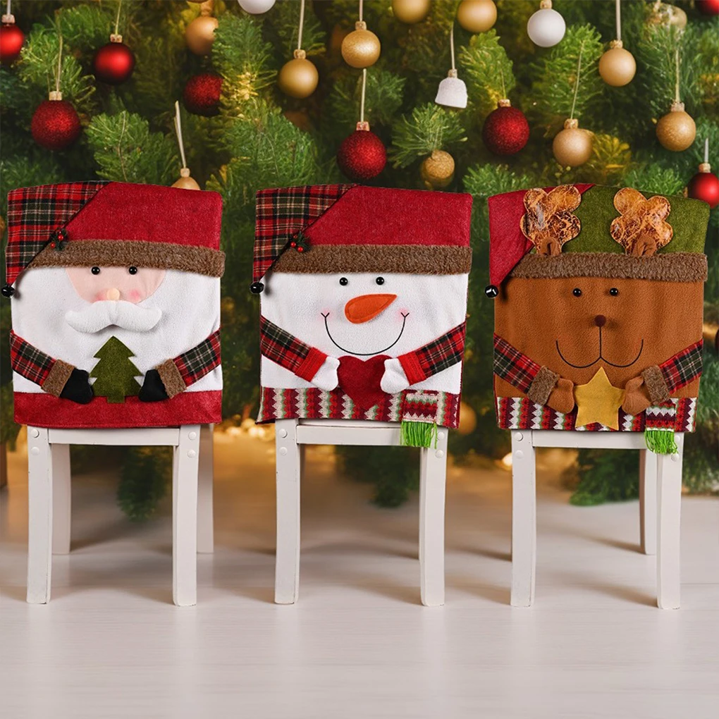 6pcs Chair Decor Set Snowman Santa Claus Reindeer Theme Dress Up Chairs And Add Festive Touch