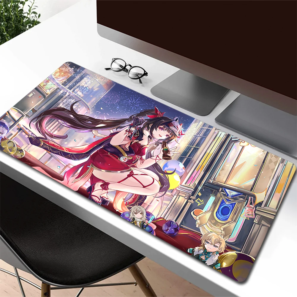 Honkai Star Rail‌ Mouse Pad Gamer Large Gaming Mousepad Anime Girl Sparkle Mouse Mat Computer Desk Mat XXL 90x40cm Keyboard Pad