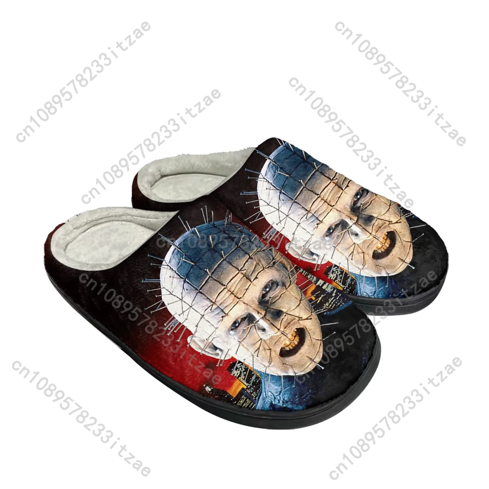 Hellraiser Movie Pinhead Halloween Home Cotton Custom Slippers Mens Womens Teenager Plush Keep Warm Shoes Couple Thermal Slipper