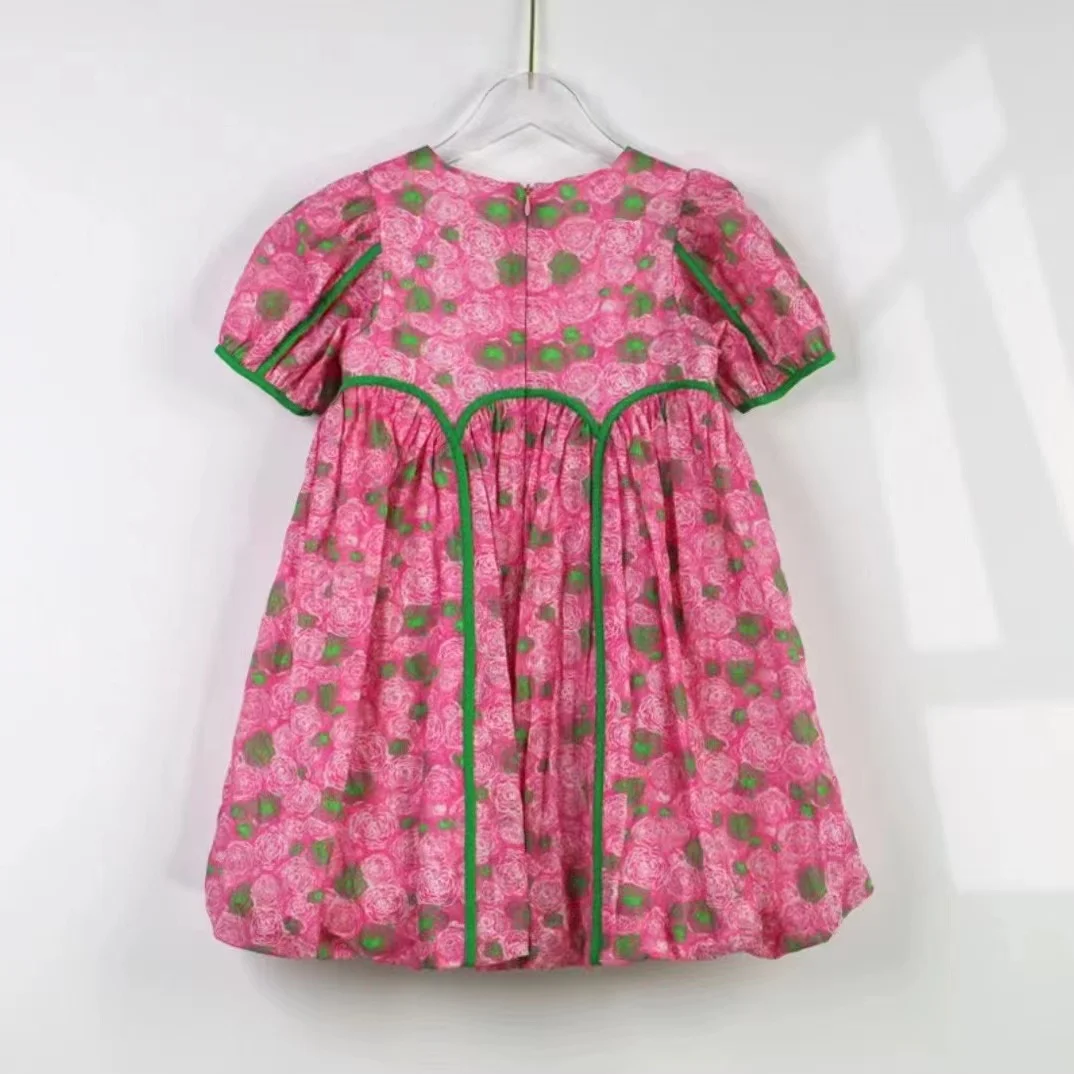 

Kids Girls Dress Summer New Children's Baby Floral Short sleeved Dress Sweet and Fashionable Girls' Princess Dress