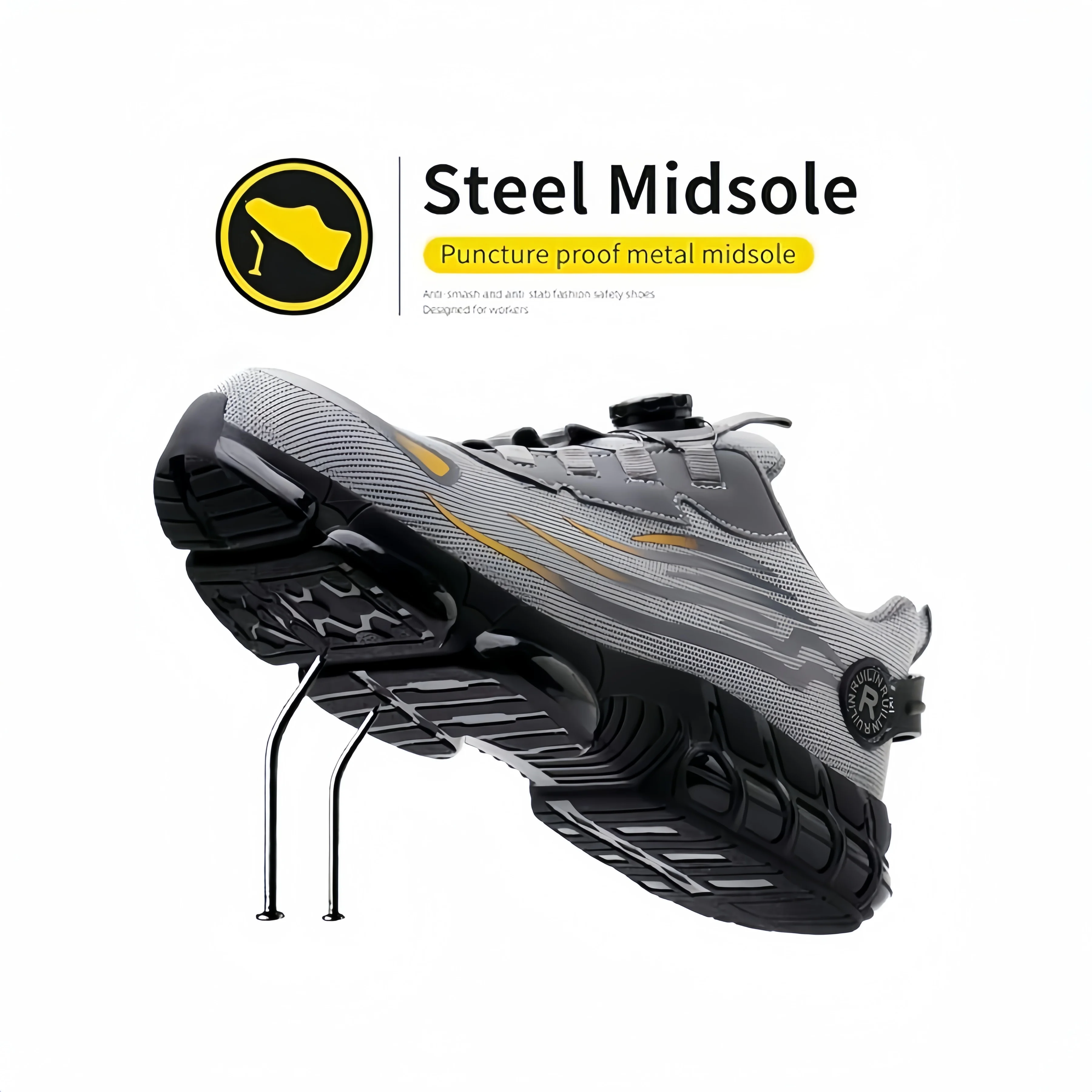Industrielle Herren-Sicherheitsstiefel, atmungsaktive Herren-Arbeitsschuhe, durchtrittsicher, stoßfest, langlebig, bequeme Konstruktions-Sneaker – Detail 6