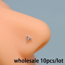 10pcs 925 Sterling Silver Cubic Zircon nose studs CZ Nose Stud Rings Piercing nez Jewelry
