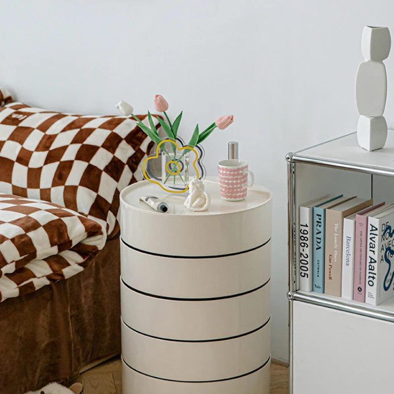 Mobile storage cabinet, rotating storage cabinet, bedside storage rack, light luxury and simple modern internet celebrity