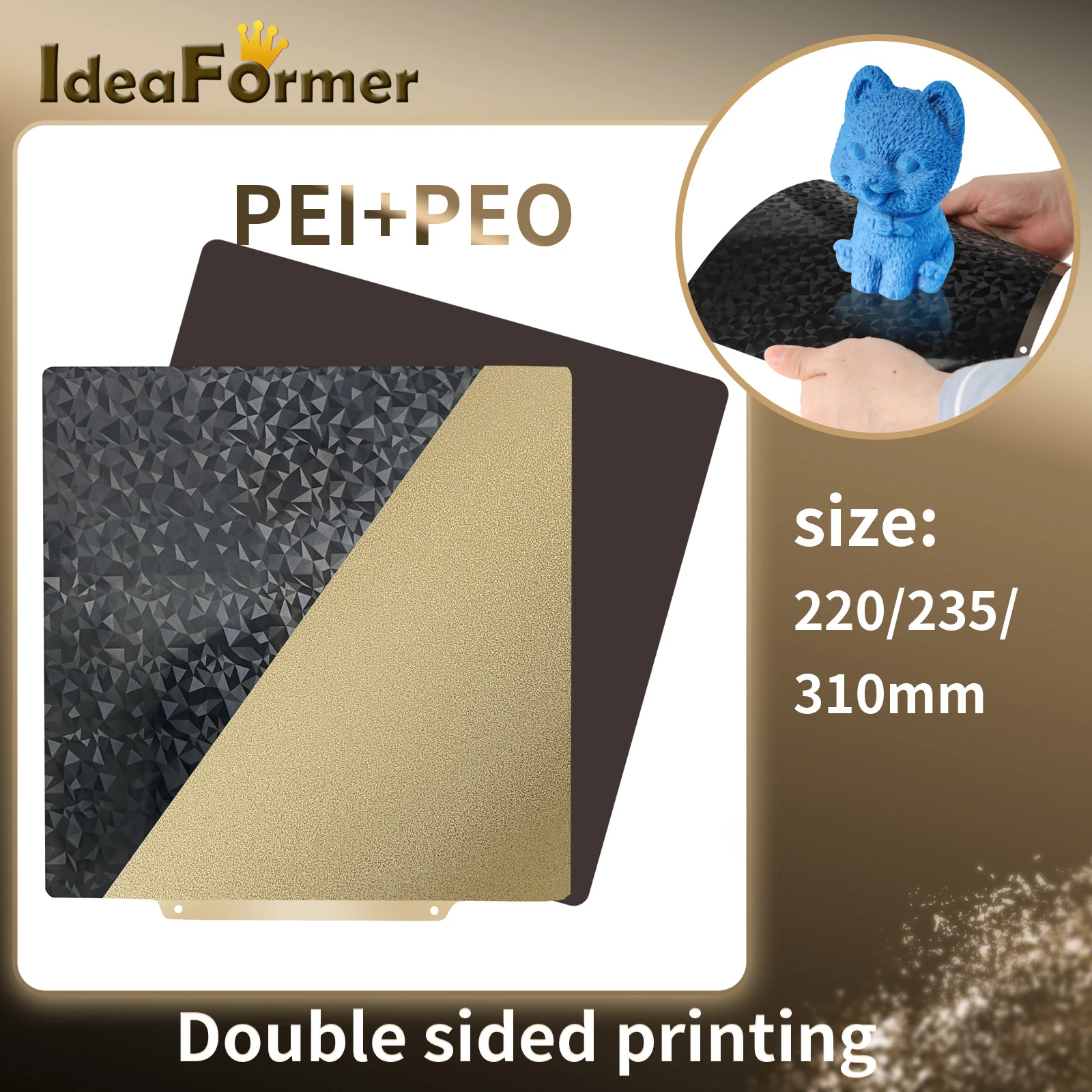 

IdeaFormer Mosaic Style Double Sided PEO+PEI Spring Steel Sheet Magnetic Base Heat Bed Build Plate For Ender 3/5 For Artillery