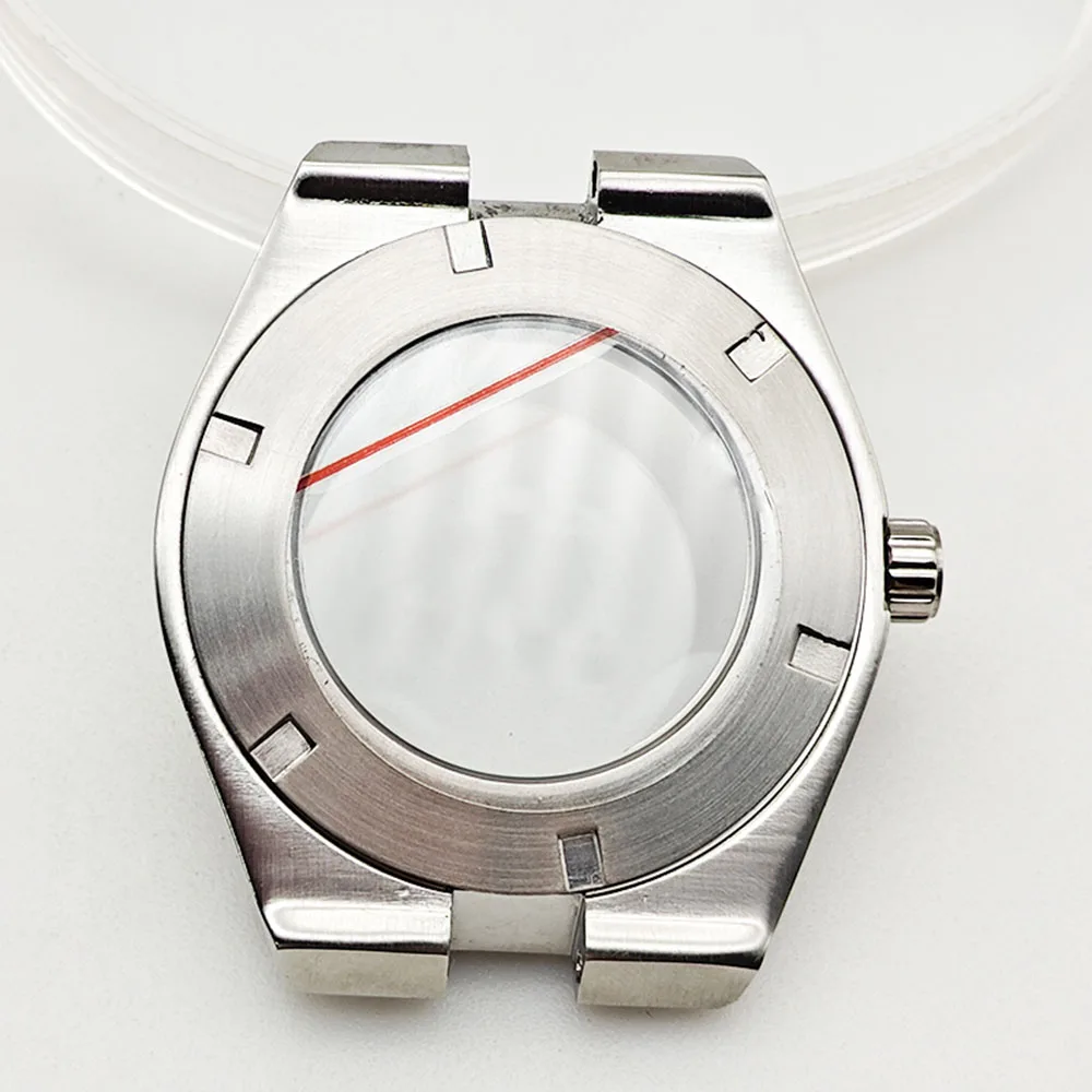 41mm silver steel Watch part for Men watches fit 8215 Watch case accessories Steel strap sapphire glass fit 33mm dial