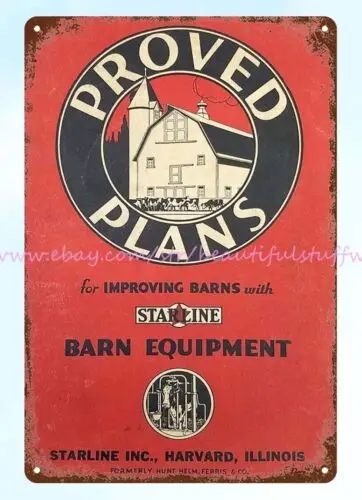 1930s Starline Dairy Barn Equipment metal tin sign artwork for wall decoration