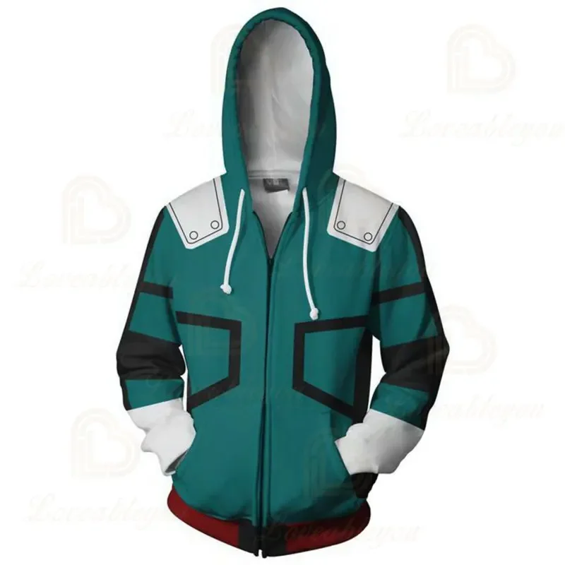 Anime streetwear boku nenhum herói academia cosplay trajes com zíper moletons moletom bakugou todoroki shoto primavera/outono casaco