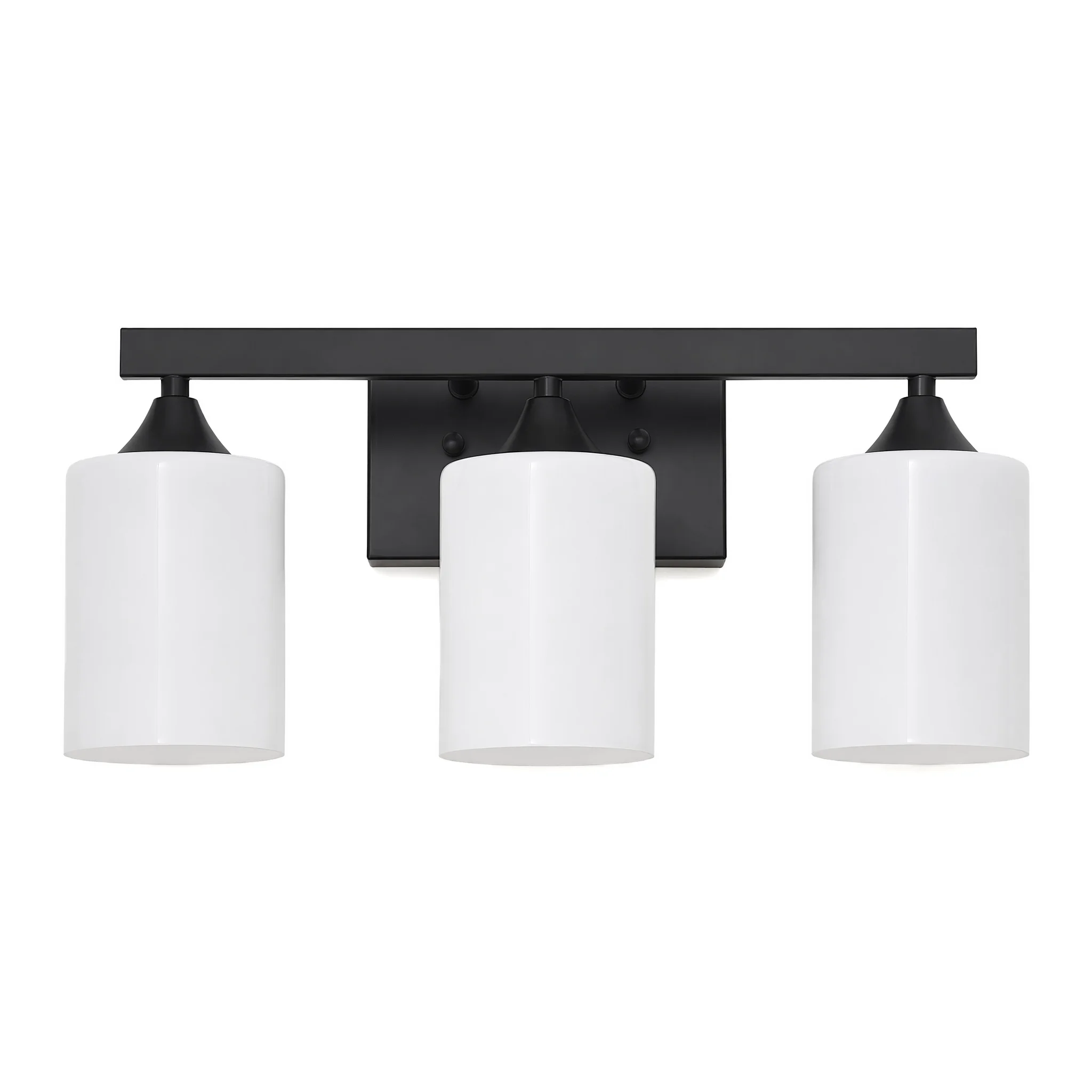 3-Light Matte Black Vanity Light, Frosted Glass Bathroom Wall Sconce, E26 Base, Up/Down Mount