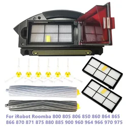 For iRobot Roomba 800 806 850 860 864 865 866 870 871 875 880 885 960 964 966 970 975 Main Side Brushes Dust Box Hepa Filters
