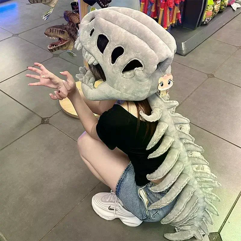 Dinosaur Skeleton Props Children Adult Kawaii Cute Wearable Mask Halloween Party Carnival Role Play Costume Funny Headdress