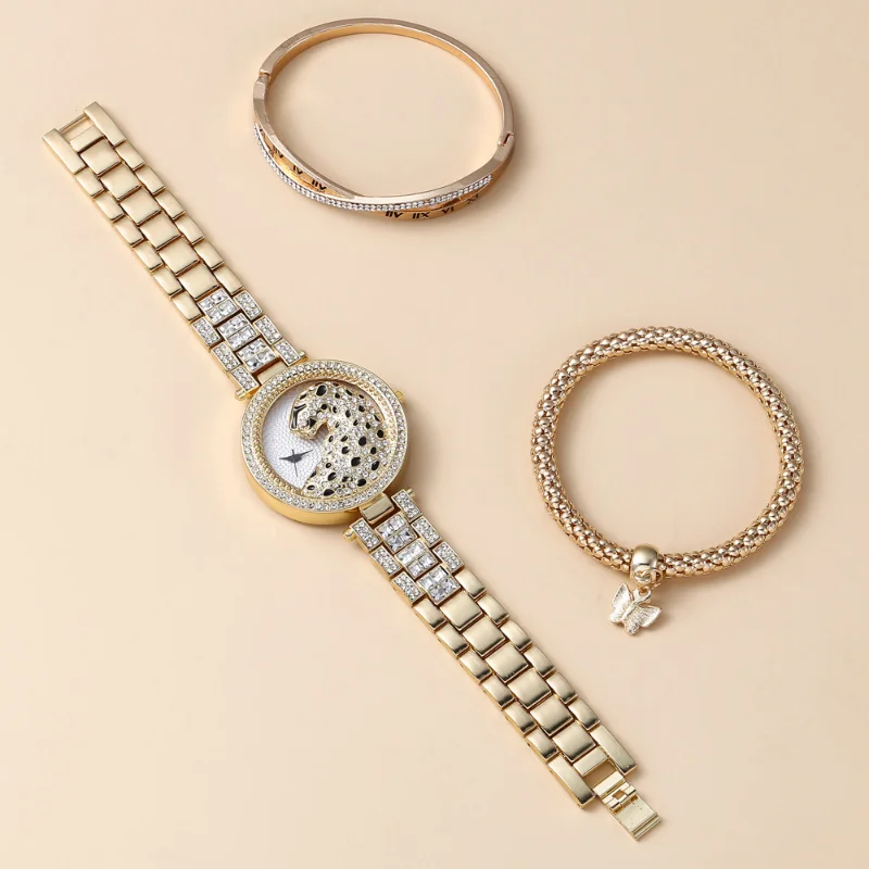 3pcs/set Women Quartz Watch with bracelets Luxury Rhinestone Ladies Wristwatch for Gift  Reloj  Relojes Para mujer