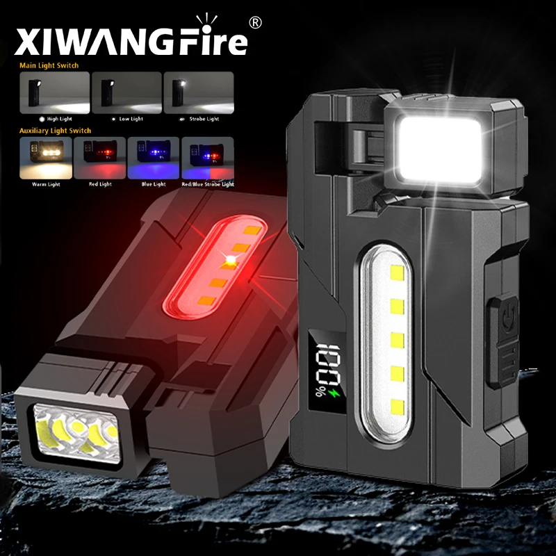 

Суперяркий мини-фонарь EDC с двойным светом, перезаряжаемый, с регулируемой головкой, магнитом и клипсой, рабочий фонарь для кемпинга, походов, подарков