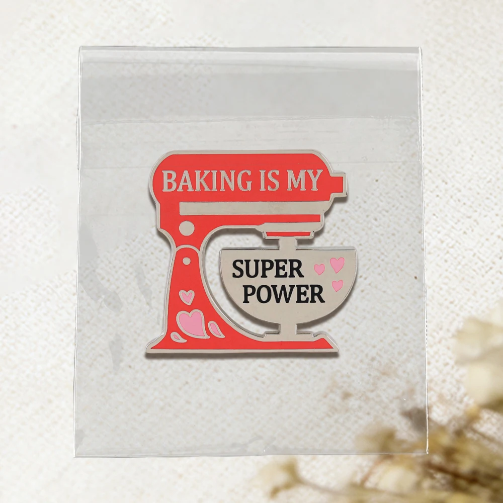 Backen ist meine Superkraft – Emaille-Anstecker mit lustigem Back-Zitat, Koch-Logo, Brosche für Bäcker und Backbegeisterte, Dekoration, Geschenk – Detail 13