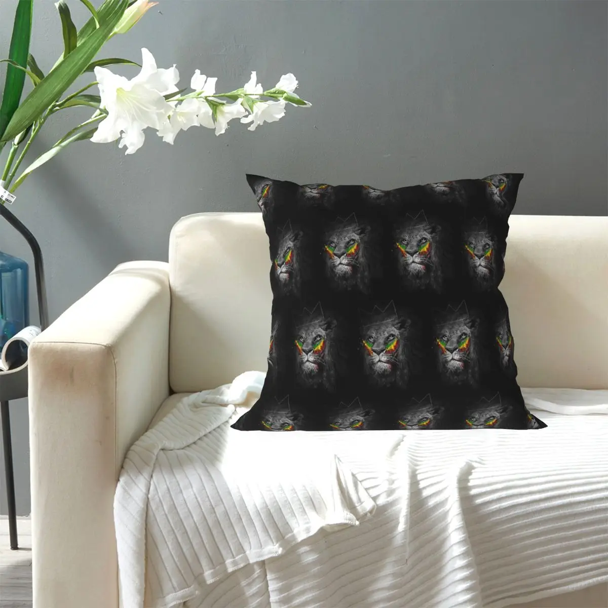 Rastafarian Amaiquina Reggae Rasta Lion Street Skullies Square Pillowcase Pillow Cover Cushion Throw Pillow for Home Bedroom