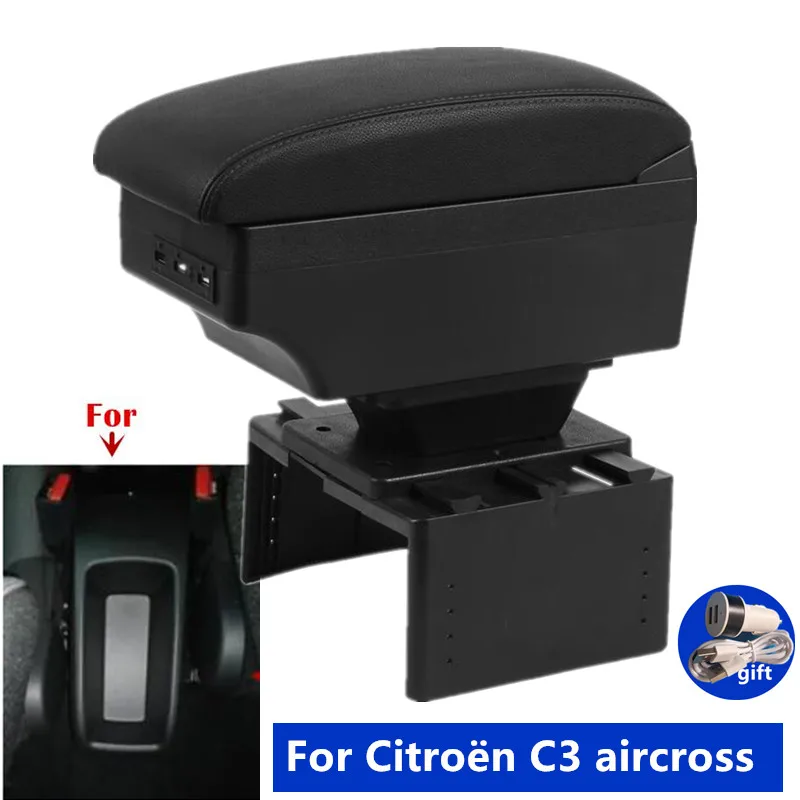 

Автомобильный подлокотник для Citroën C3 aircross, подлокотник для Citroen C3, центральный ящик для хранения, интерьер, модернизация, автомобильные аксессуары