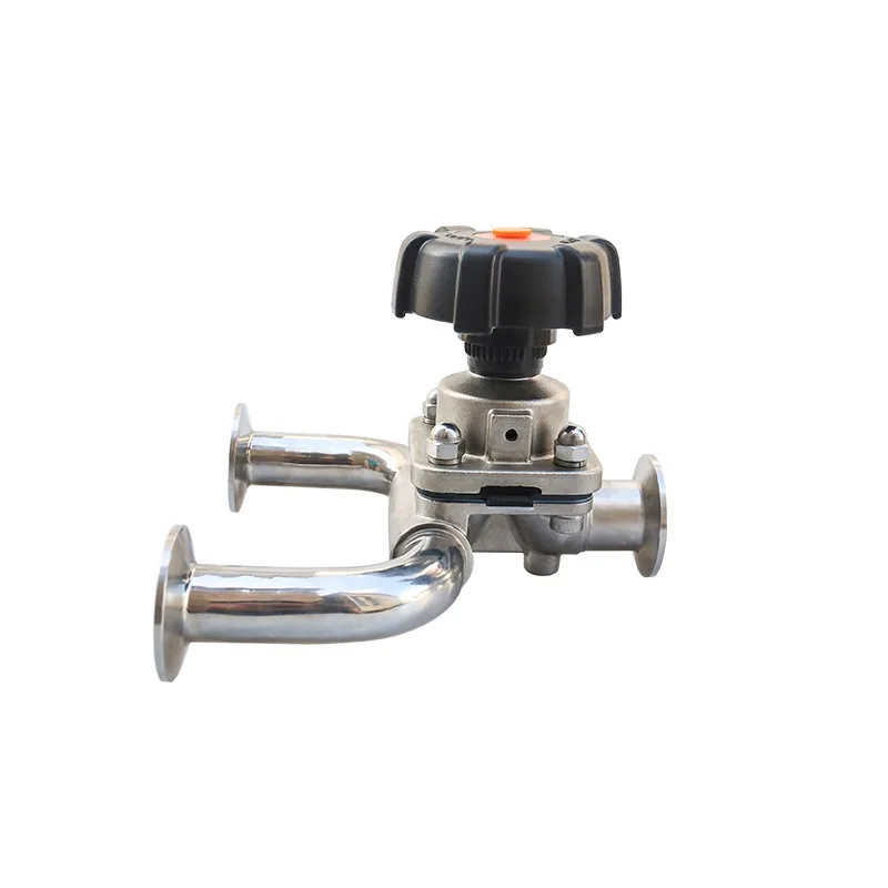 Sanitary grade U-shaped integrated three-way diaphragm valve 316L welded quick installation res-idue fr-ee 3DU-shaped