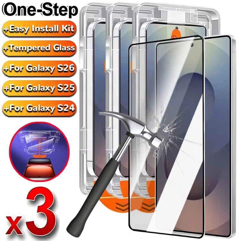

3/1Pcs Tempered Glass with Easy Install Kit for Samsung Galaxy S26 S25 S24 Plus Ultra S26/S25/S24 Anti-scratch Protective Films