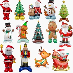 New standing base Christmas aluminum film balloon Santa Claus snowman tree candy house deer Christmas party decoration