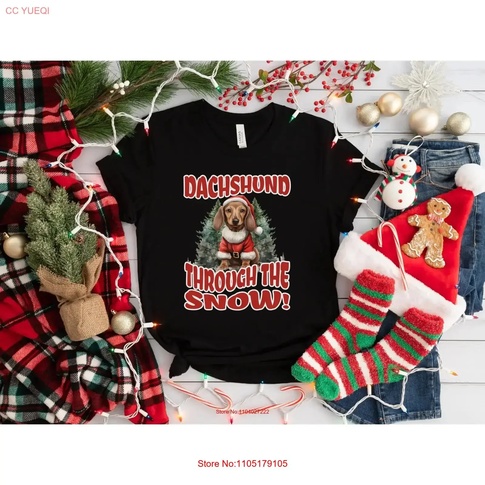 Dachshund Christmas T Shirt Doxie Mama Wiener Dog Xmas Funny Sausage Weenie Mom Holiday For Dad Owner vintage Washed Soft