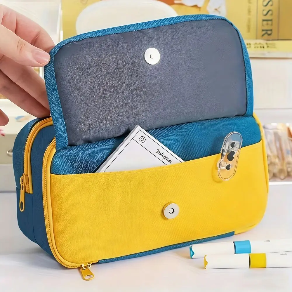 

Portable 9-Layer Pencil Case Large Capacity Durable Stationery Bag Washable Handheld Pencil Pouch Multi-Compartment Organizer