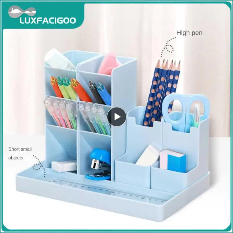 Stationery Storage Rack Stepped Design Convenient Durable Anti-corrosion Multi-functional Desk Top Storage Box Storage Container