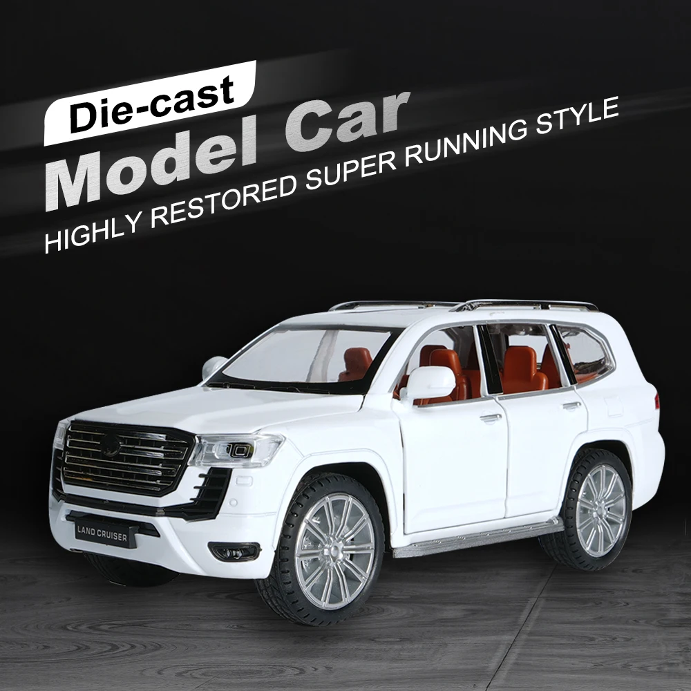1:24 흰색 합금 Suv 합금 자동차 모델, 소년 장난감, 6 도어 오프닝, 사운드 및 라이트, 풀백 드라이브, 컬렉션/장식/적합한 크리스마스/할로윈 선물