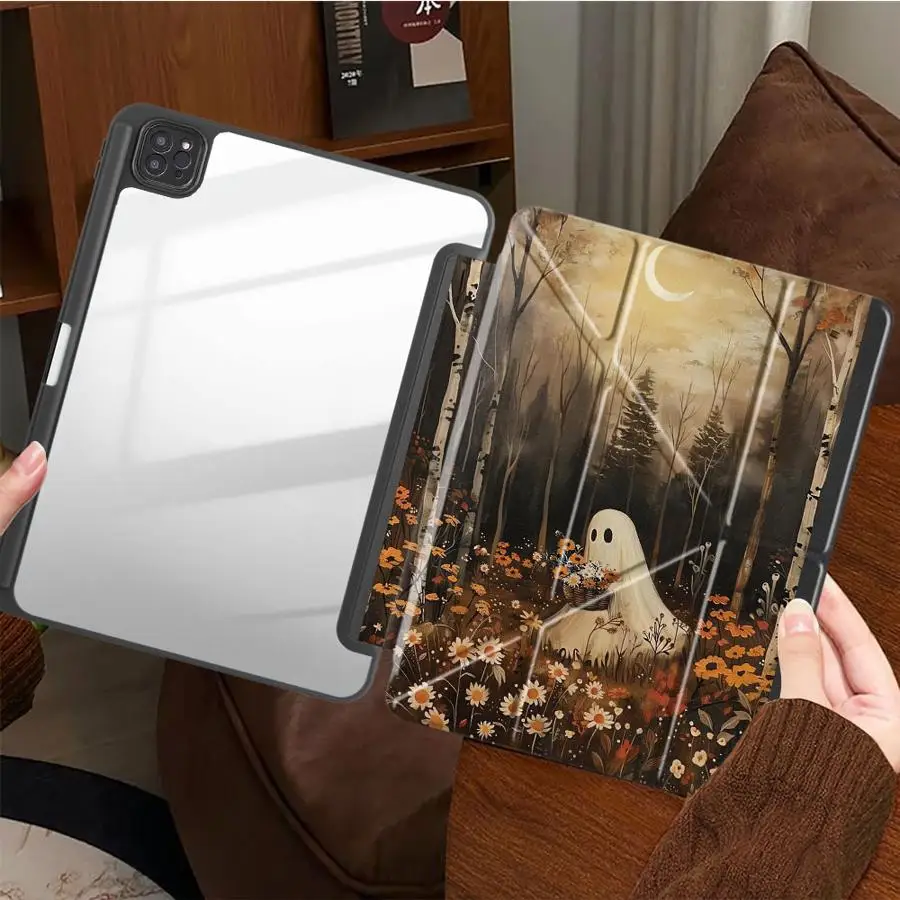 Art Ghost Bike Tablet Case For iPad 9th Pro M4 13 2025 2026 12th Air 8 M2 M3 3 10th Gen 11th Mini 7 6 5 With Pen Slot Cover