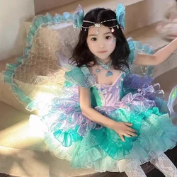 Little Girl Mermaid Lolita Princess Dress for Kids Birthday Party Fluffy Boutique Clothes Children Elegant Evening Vestidos 4 5Y