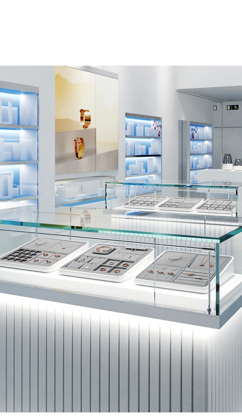 Oirlv Graues Schmuck-Display-Regal aus Mikrofaser, Schmuck-Organizer für Ringe, Ohrringe, Halsketten, Uhren, Aufbewahrungstablett, Ausstellungsstück für Juweliergeschäfte – Detail 8