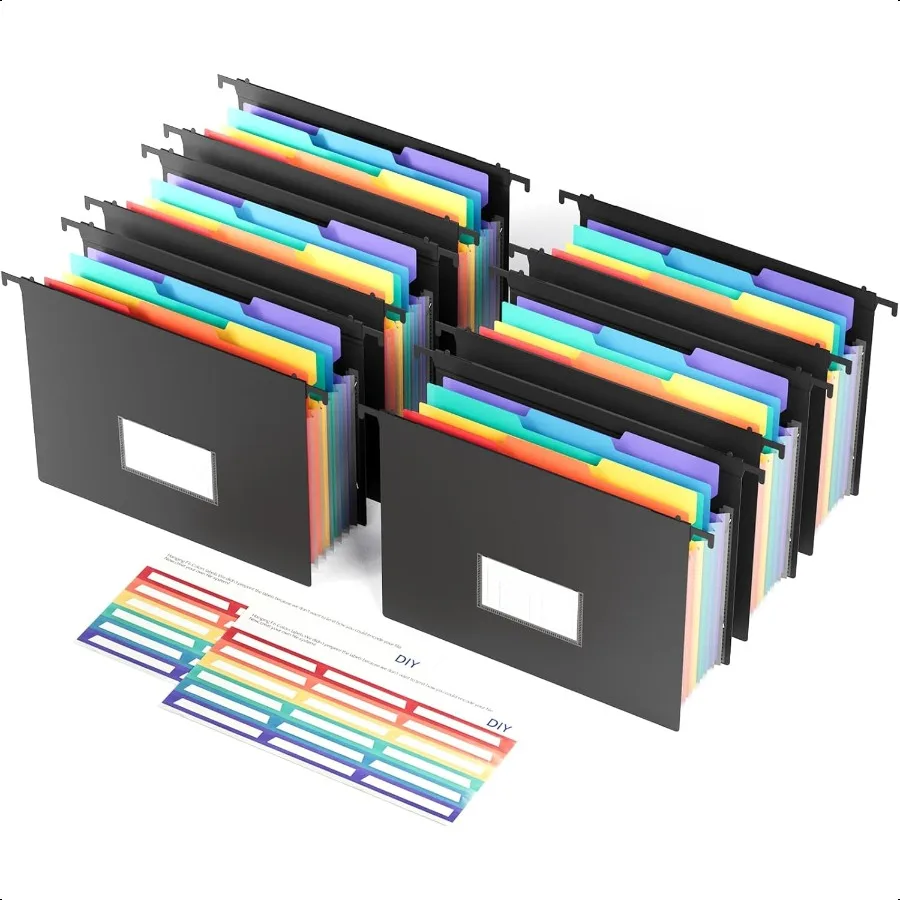 

File Folders for Filing Cabinet 6 Pack Hanging File Folders Letter Size with 7 Expandable Accordion Pockets 1 3Cut Tab Larger C