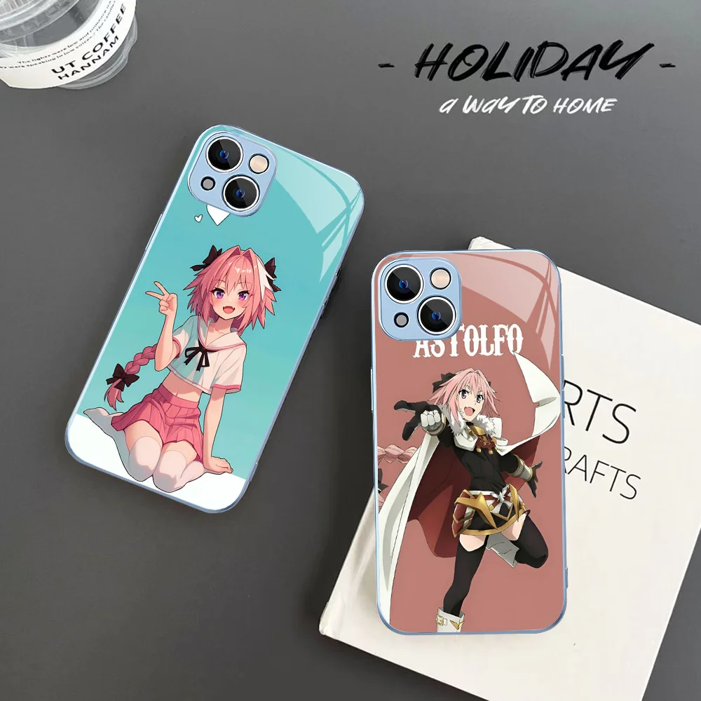 Astolfo Anime Girl Phone Case Tempered Glass For Iphone 14 13 12 11 Pro Mini XS MAX 14Plus X XS XR Fundas image 2