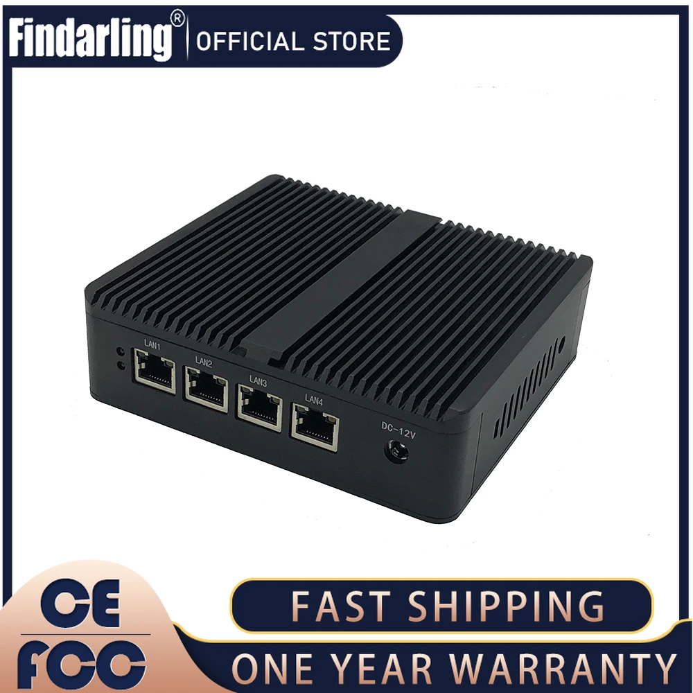 Indústria fanless cpu e3825 pfense mini roteador servidor pc 4*1000m intel i211 lan linux hd vga display duplo fanless desktop pc