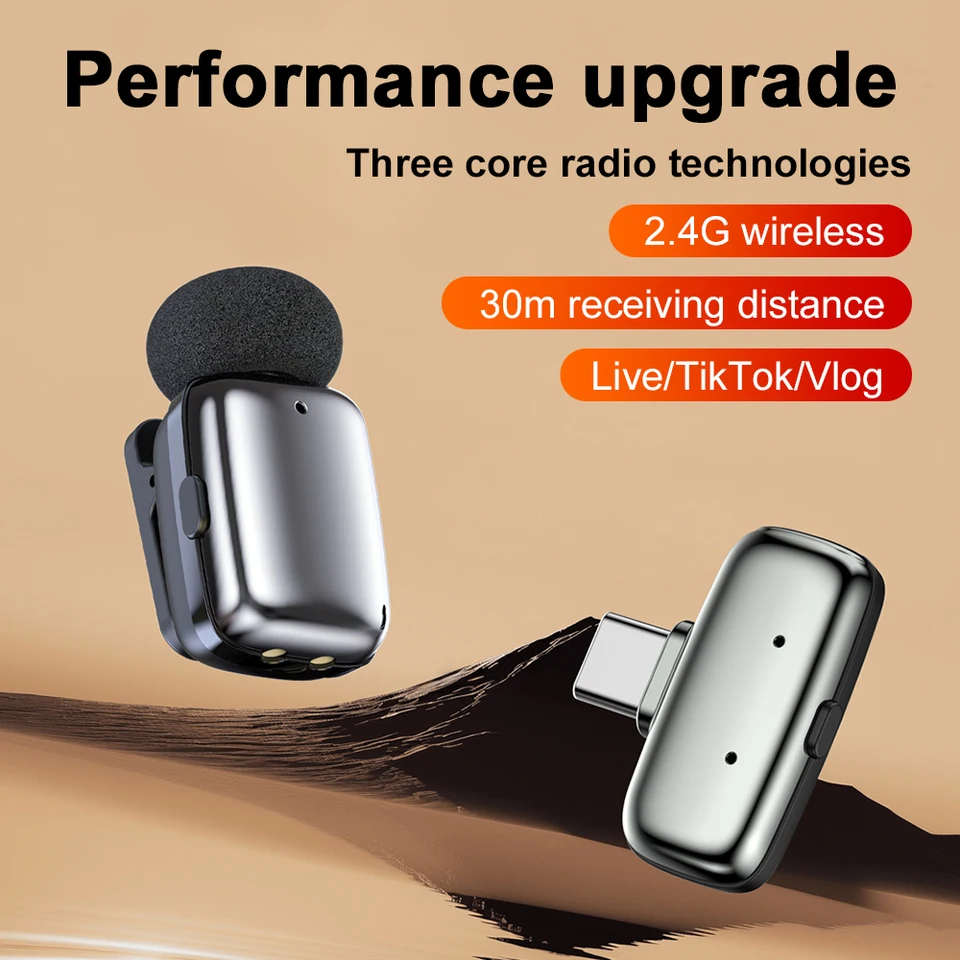 Micrófono de solapa inalámbrico 2.4G, mini micrófono para iPhone iPad Android Type-C, grabación de video, transmisión en vivo 3