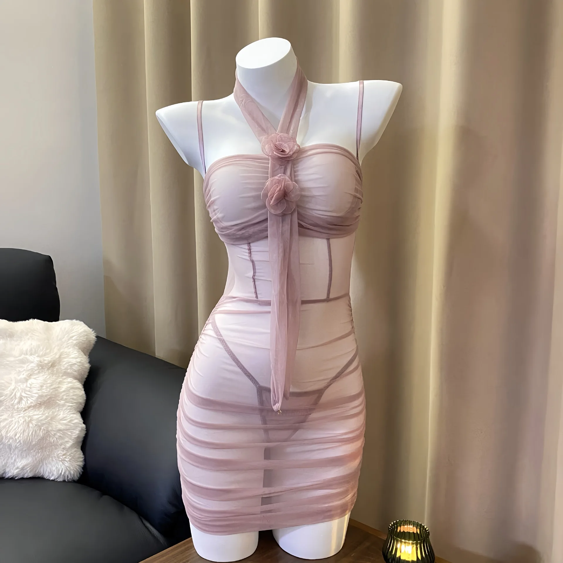 

Милое розовое платье феи, мини-платье с вырезами, прозрачные топы, сексуальное облегающее платье Pure Desire для горячих девушек, элегантное униформенное платье