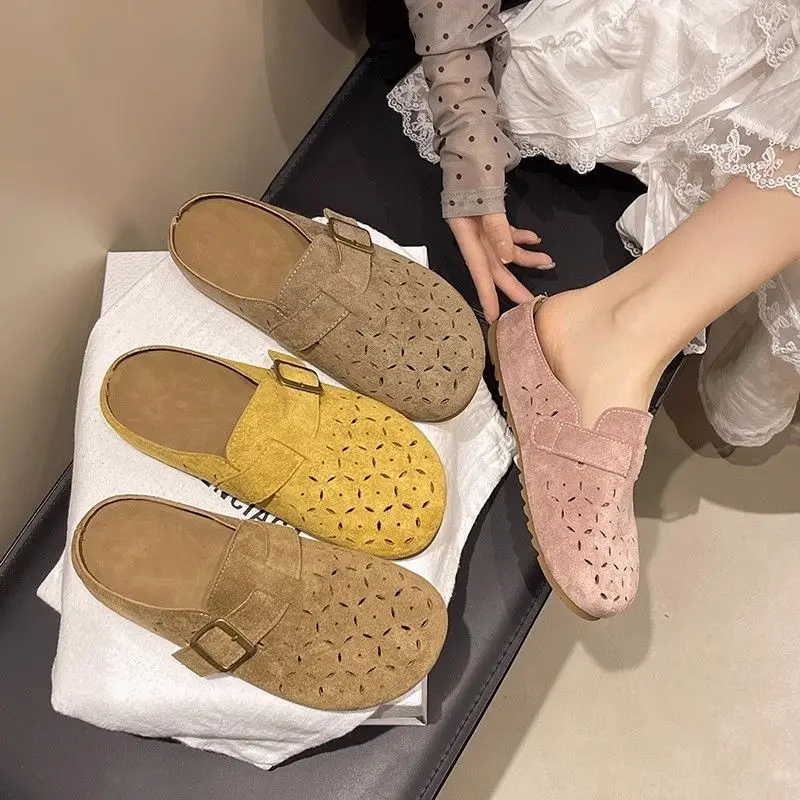 Women's Thick Sole Trendy Mules Slip-On Closed Toe Hole Design Sandals Outdoor Maternity Casual Footwear 2026 New Arrival
