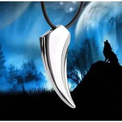 Titanium Steel Wolf Tooth Necklace Men Stainless Steel Fashion Luxury Personality Cross Necklace Domineer Biker Driver Necklace