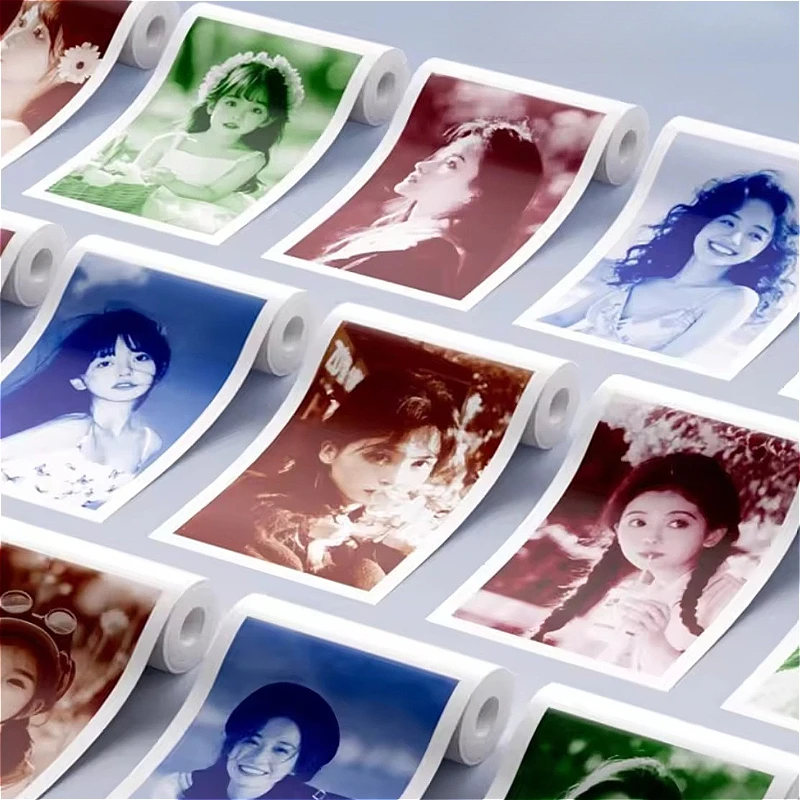 5 rollos de pegatinas adhesivas térmicas, suministros de impresoras de papel fotográfico, papel térmico de Color y blanco y negro, herramientas de papel enrollable para niños
