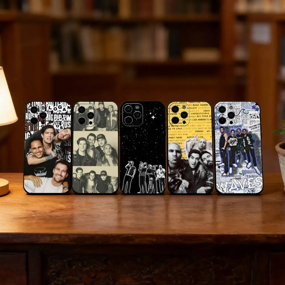Funda para Teléfono B-Big T-Time Rush Band para iPhone 17, 16, 15, 14, 13, 12, 11 Plus, Pro Max, Otros, Cubierta Negra Suave