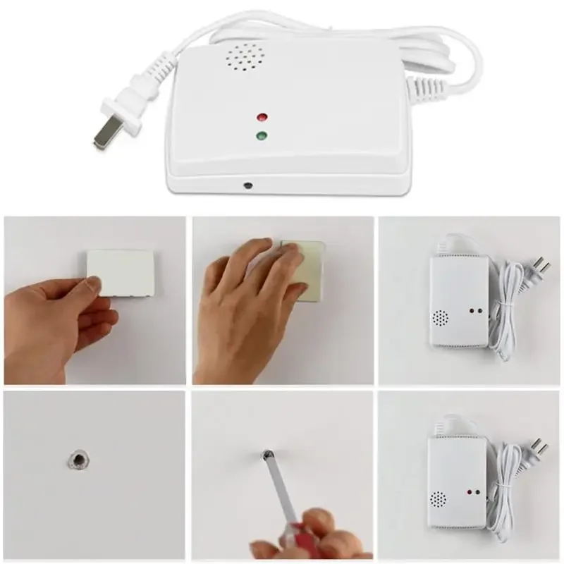 Gas Leak Detector Combustible Propane Butane Methane Natural Gas Safety Alarm Sensor Warning EU Plug