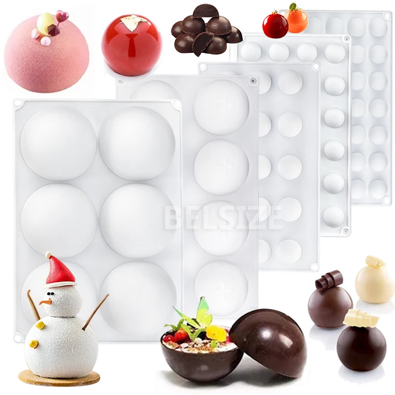 3D Semi Sphere Chocolate Silicone Mold For Baking Cake Mold Hot Half Round Ball Chocolate Bomb Pastry Mousse Ice Lollipop Mold