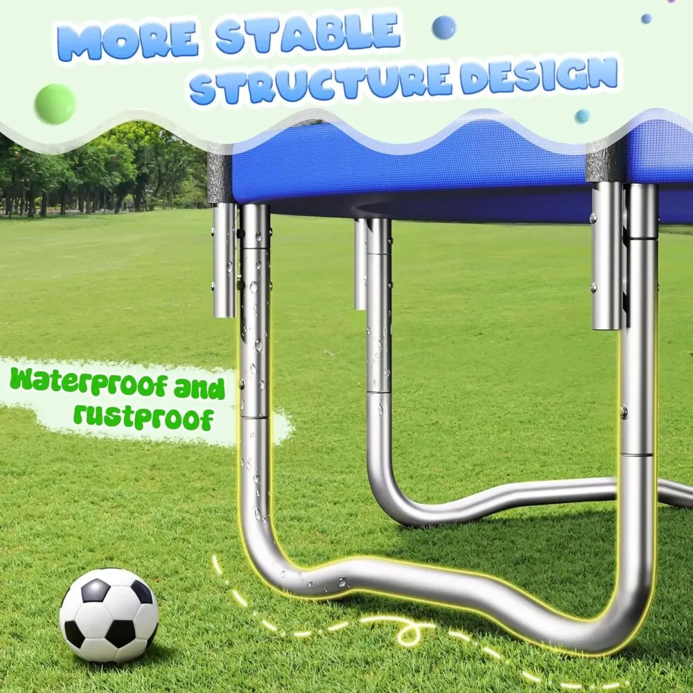 8FT Outdoor Recreational Trampoline with Safety Enclosure Net, Anti-Rust Frame Construction, Customized view 3