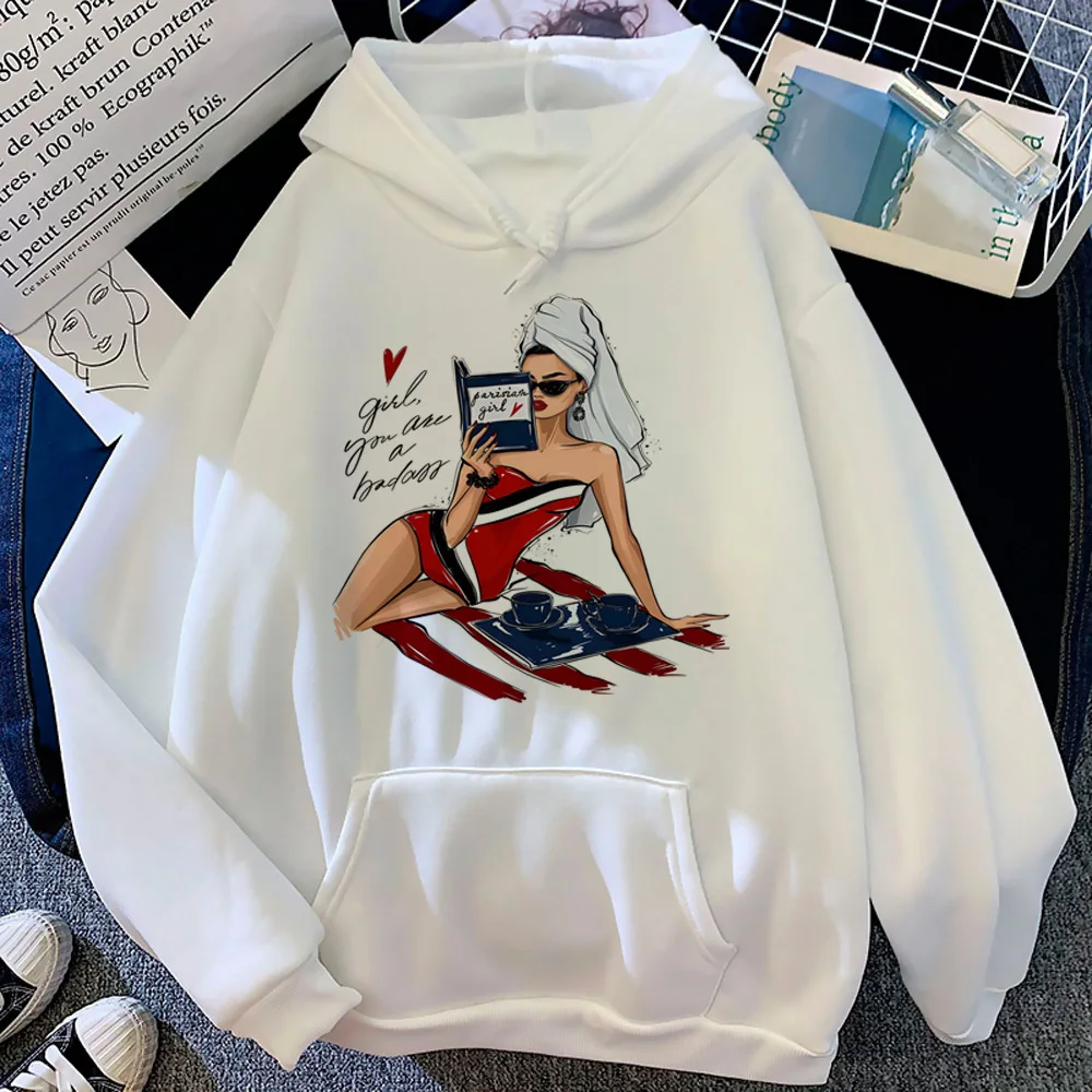 

Women Print hoodie youthful pattern manga athleisure anime sweater elegant girl pullover athleisure casual wear patterned