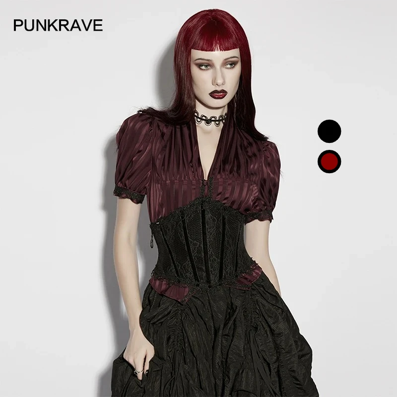 PUNK RAVE Women's Exquisite Lace Embossing Perspective Gothic Corset Multi Segmentations Create Slim Waistline Accessories