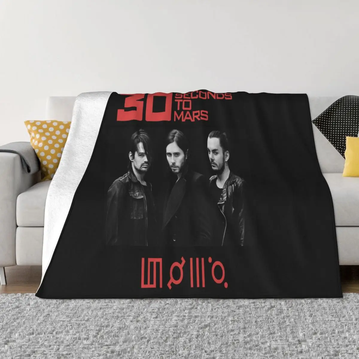 Thirty Seconds To Mars World Tour 2014 Black 30 Seconds Jared Leto Ban Sale Throw Blanket